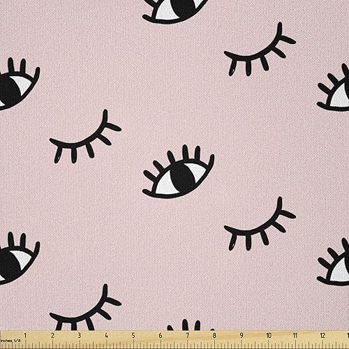 Miniatura 70 de Ambesonne Tela de Mariposas por Yarda, Patrones de Mariposas Estacionales Alegres Selva Tropical Naturaleza Salvaje Ilustración, Tela Decorativa