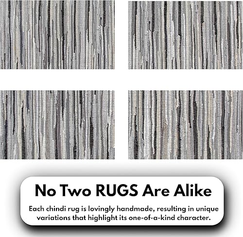 Miniatura 202 de Alfombra de trapo 100% algodón de 2 x 3 pies, lavable multicolor, alfombra Chindi tejida a mano y reversible para sala de estar, cocina, entrada