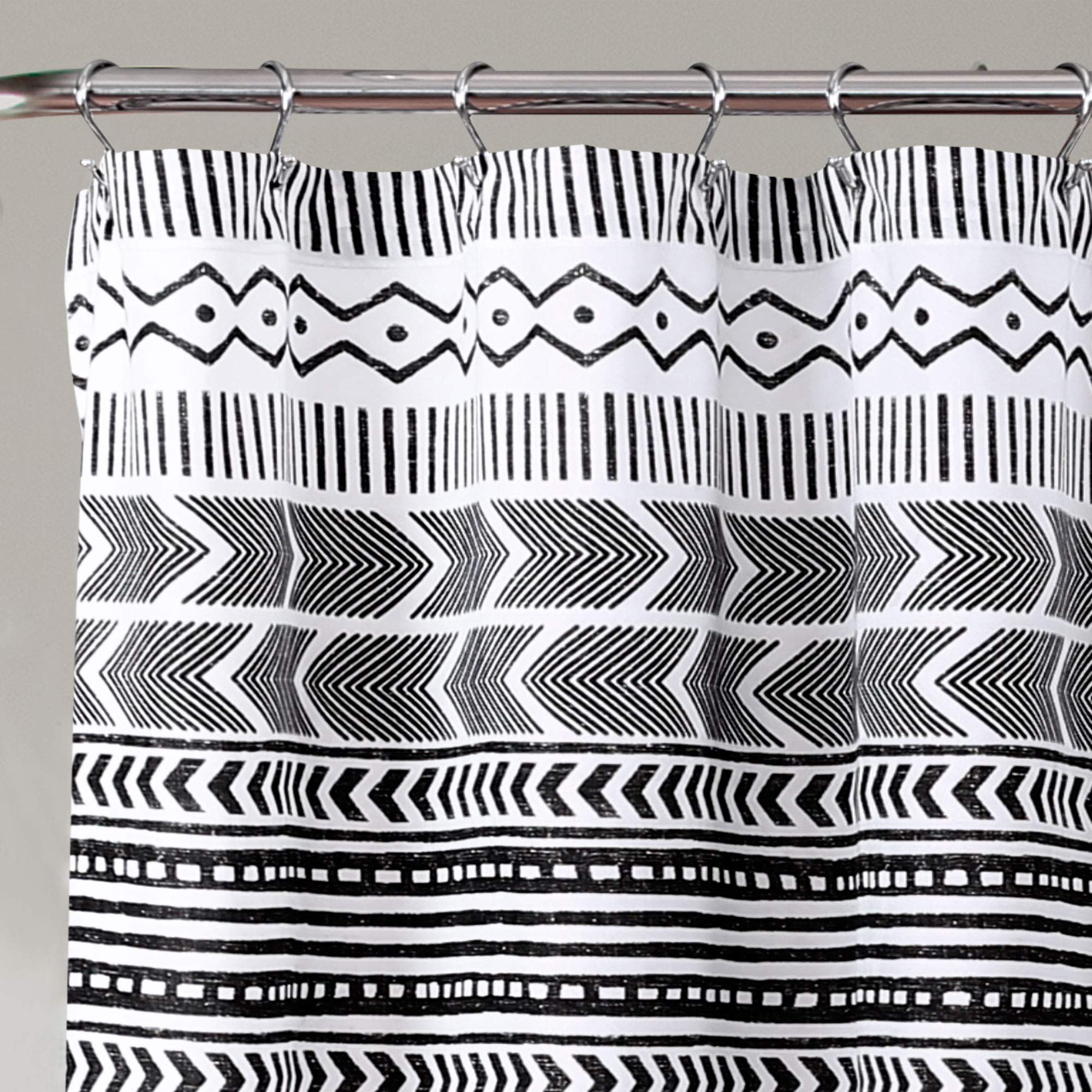 Lush Decor Hygge Geo Shower Curtain, 72" x 72", Black and White, Black & White, W 72" x L 72" (1 Panels) - Image 2