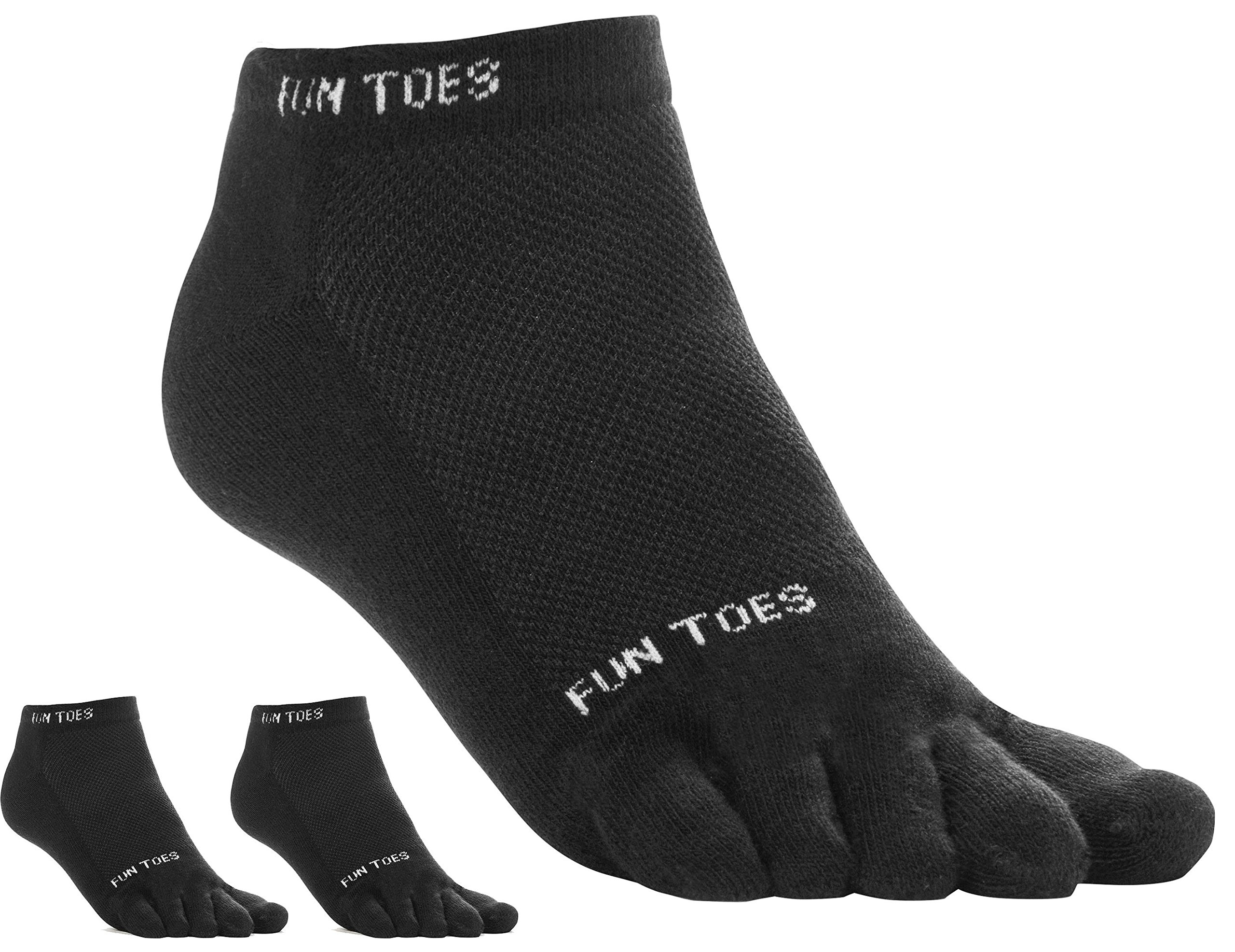 FUN TOES Pairs Men's Cotton Toe Socks Barefoot Running Socks Breathable  Mesh Top Shoe Size 6-10