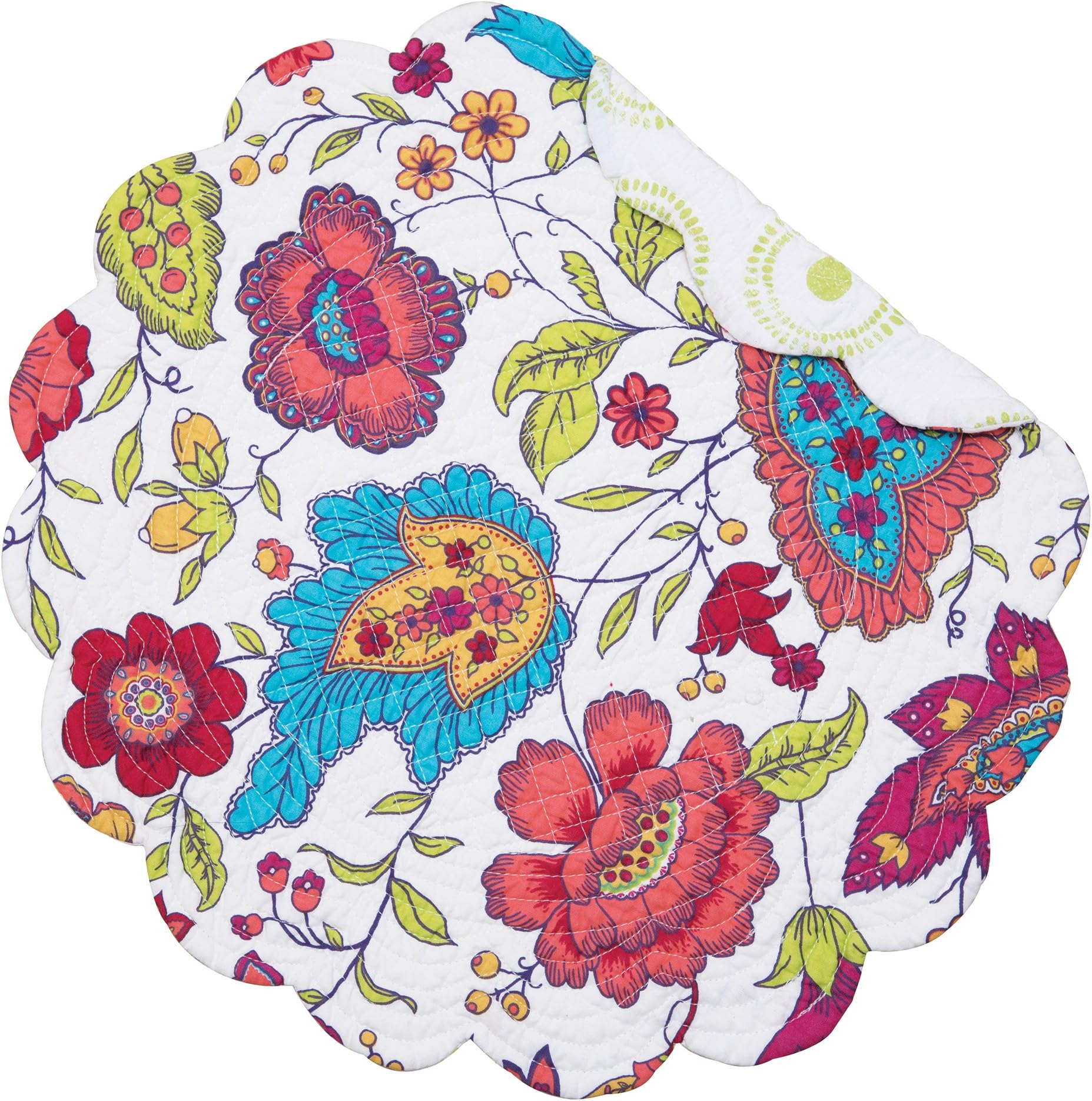 Amazon.com: carol & frank Quinn 17" X 17" Round Quilted Cotton ...