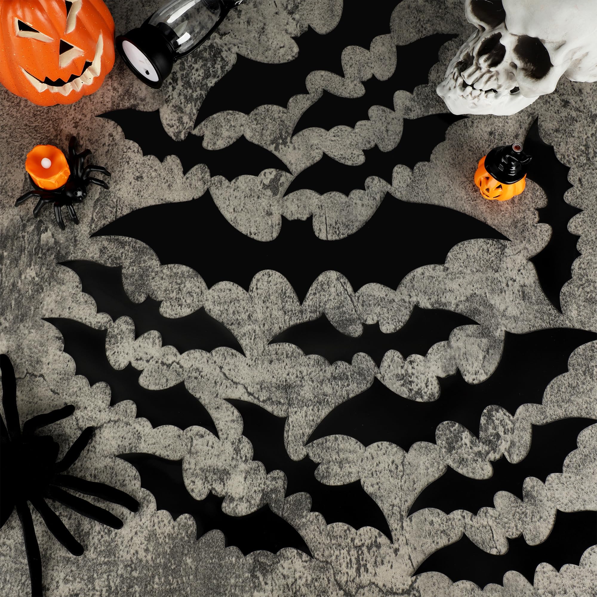 24 pipistrelli magnetici per Halloween, decorazioni per porte di garage, magneti neri, pipistrelli adesivi per esterni, per Halloween, garage, porte, auto, frigorifero, interni ed esterni, decorazione