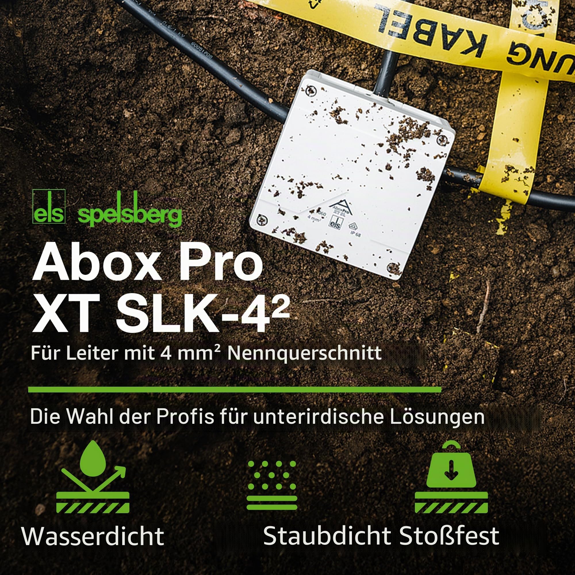 Spelsberg Abzweigkasten Abox Pro XT SLK-4², IP68, für Erdreich, inkl. Gießharz