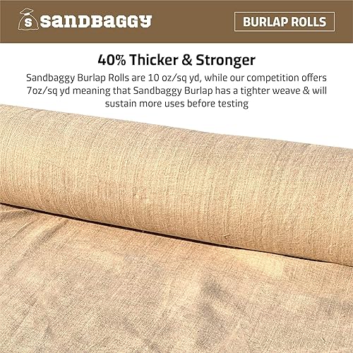 Miniatura 4 de Sandbaggy Rollo de tela de arpillera  40 pulgadas por 300 pies  Ideal para jardín, patio, boda, manualidades, mesas de decoración  Fabricado con