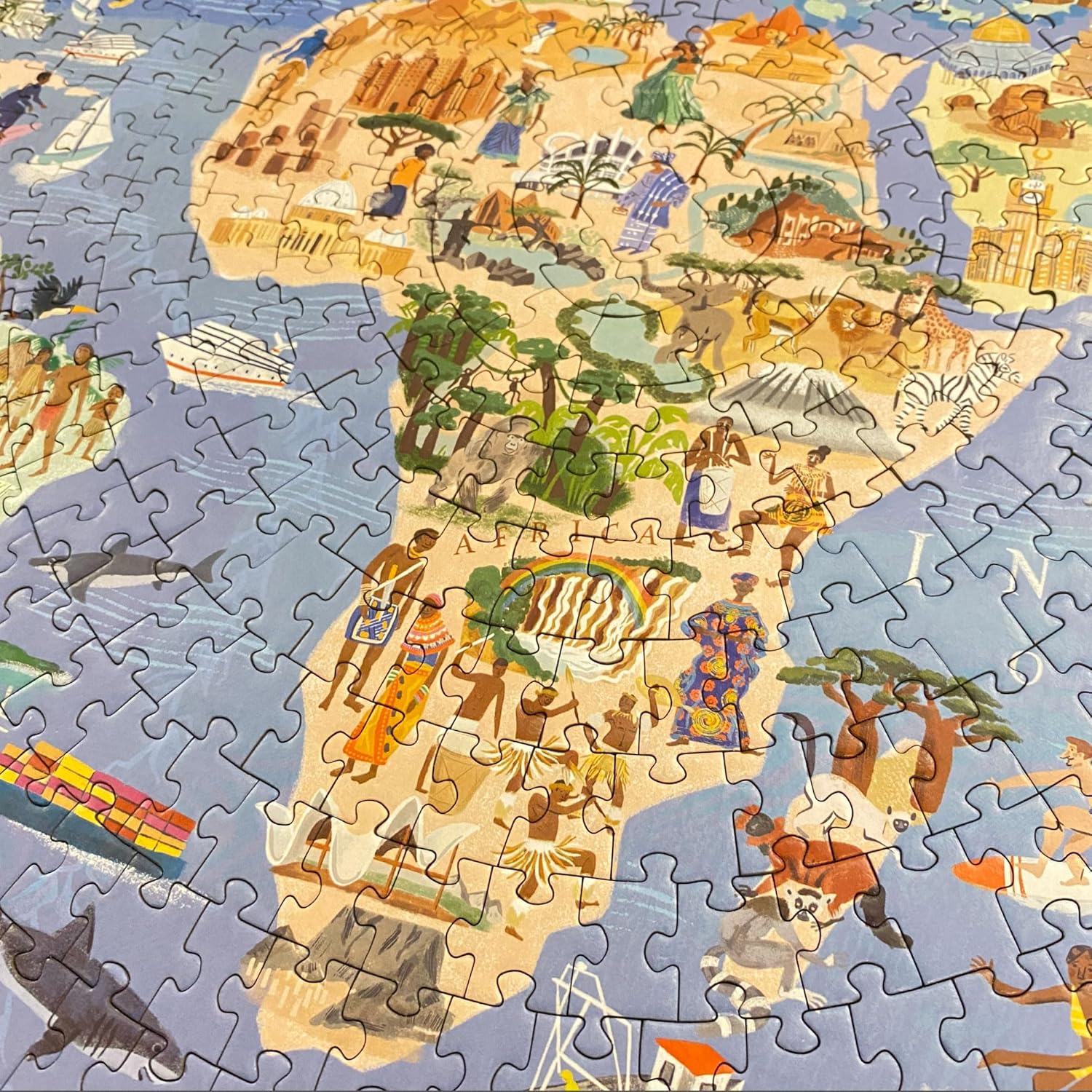 bopster 1000-PieceRound World Map Jigsaw Puzzle for Adults & Teens | Illustrated Globe Design | Premium 1000pc Puzzle | Giftable Family Activity