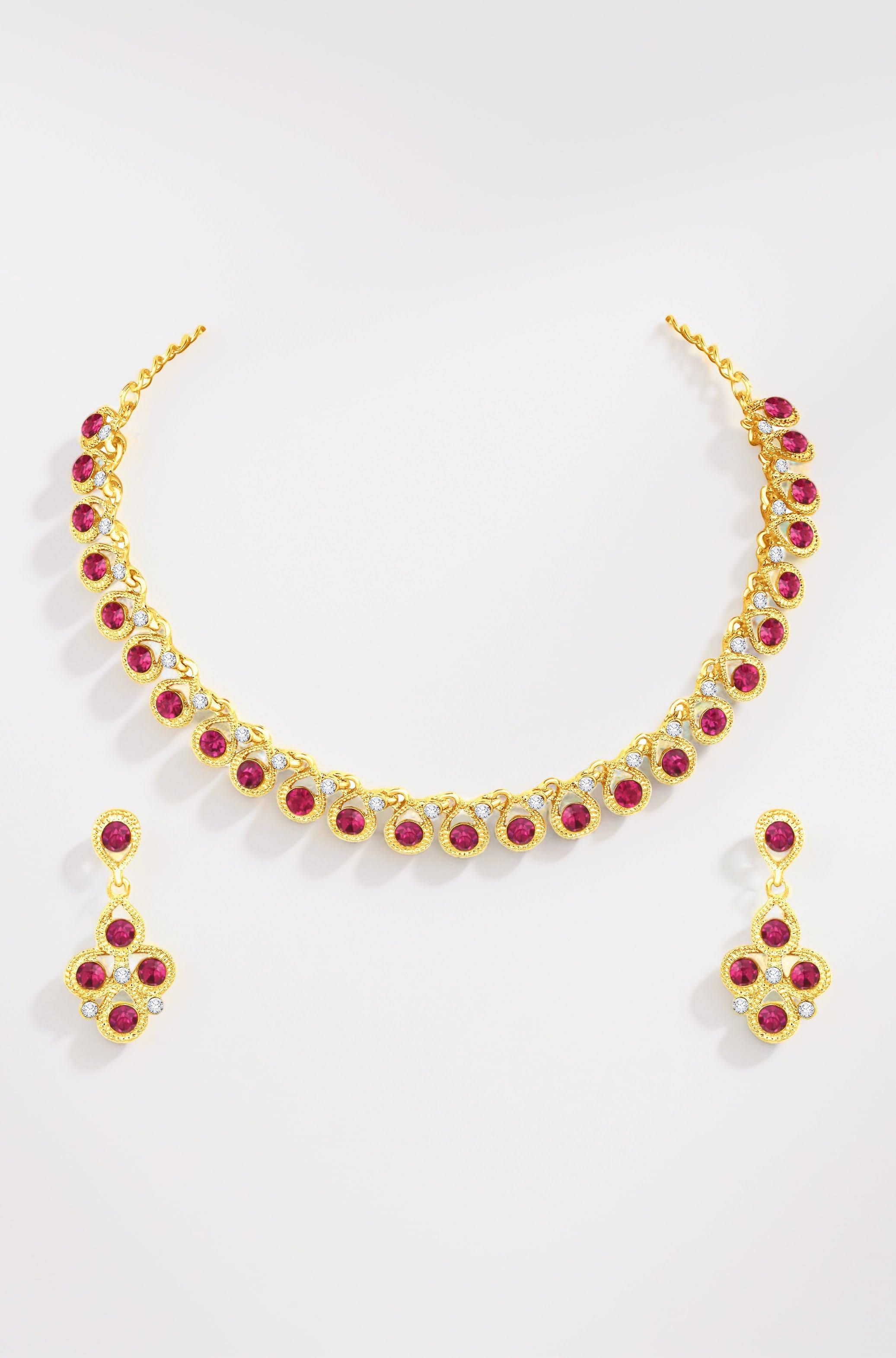 Atasi International Diamond/Stones Necklace Set with Earrings for Women | Stylish Jewellery for Party, Wedding and Festive Occasions | Fashion Accessories