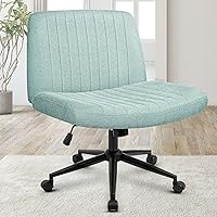 Vista 11 de Orange Factory Silla con Ruedas Entrecruzadas de Patas Cruzadas Anchas Silla de Escritorio de Oficina Silla de Tocador Tela Cómoda Sin Brazos Gris