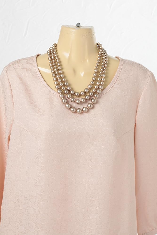 コットンパールのネックレス│ コットンパールの三連ネックレス　（ロングネックレス） コットンパール ネックレス 3粒デザイン キスカ ホワイト