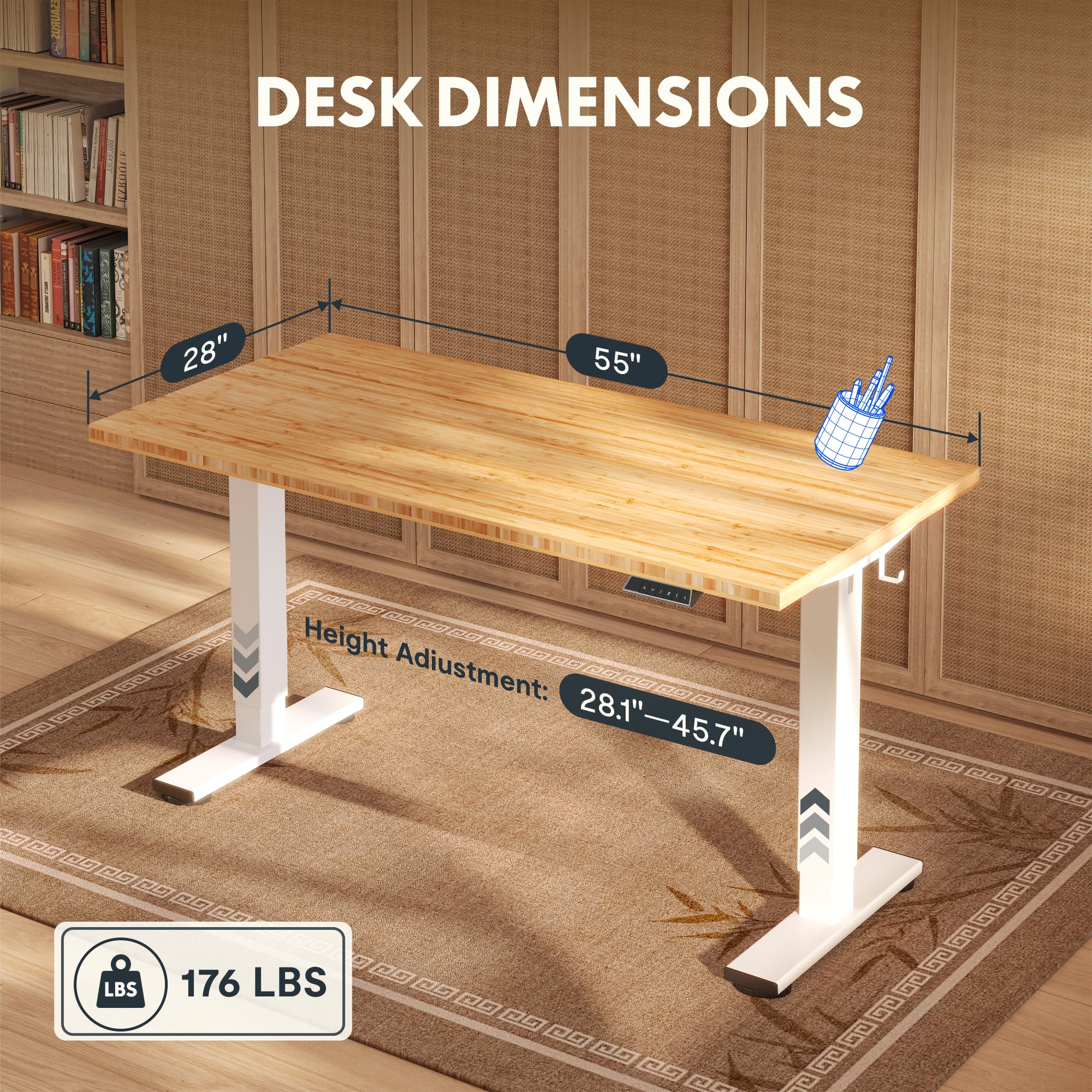 FLEXISPOT Adjustable Desk, Electric Bamboo Standing Desk Sit Stand