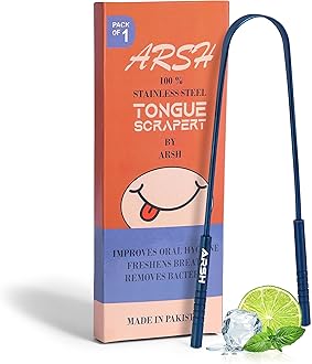 Arsh Tongue Scraper for Adults Stainless Steel Tongue Cleaner for Oral Care & Hygiene Tongue Cleaner for Men and Women Tongue Scrubber for Reduce Bad breath100% Metal Tongue Cleaners