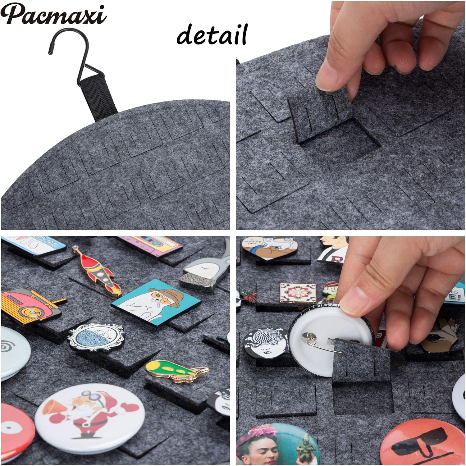 PACMAXI Hanging Brooch Pin Display Holder, Pin Collection Storage Organizer