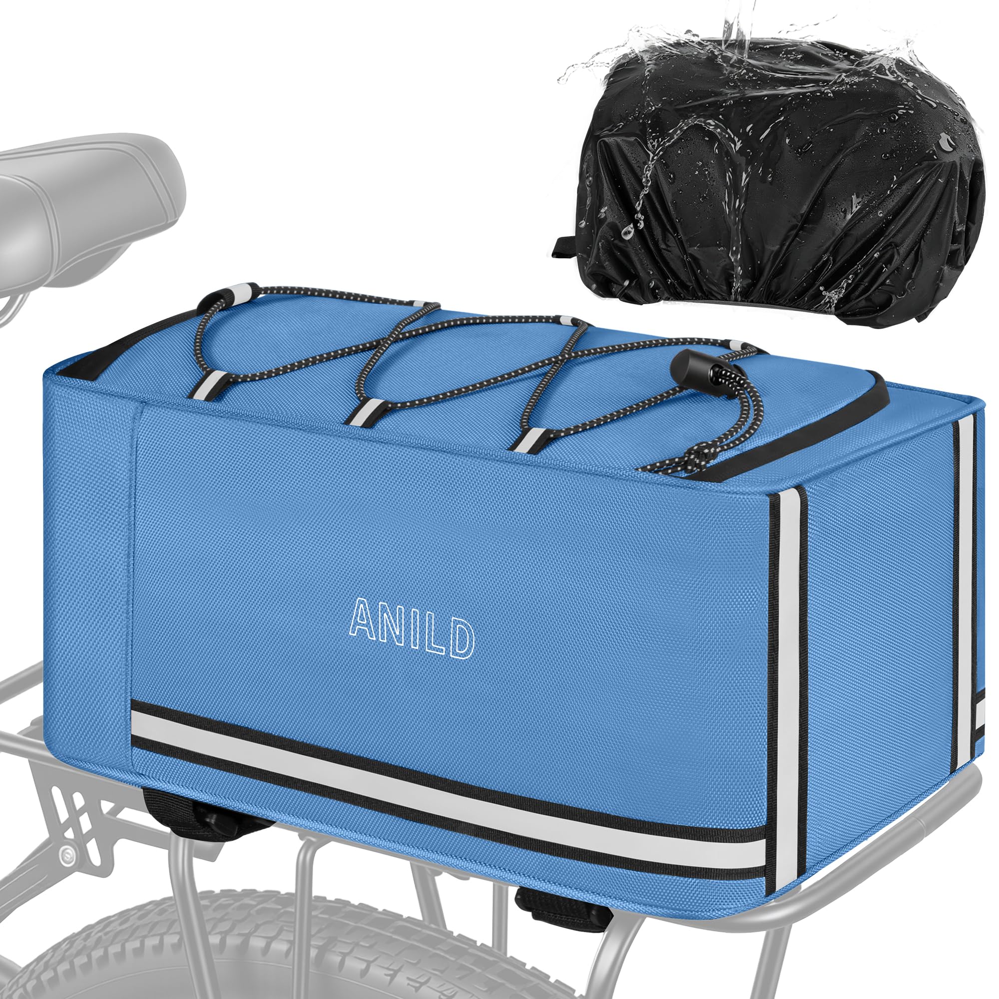 ANILD Rear Bike Rack Bag with Rain Cover, 8L Water-resistant Bike Bag