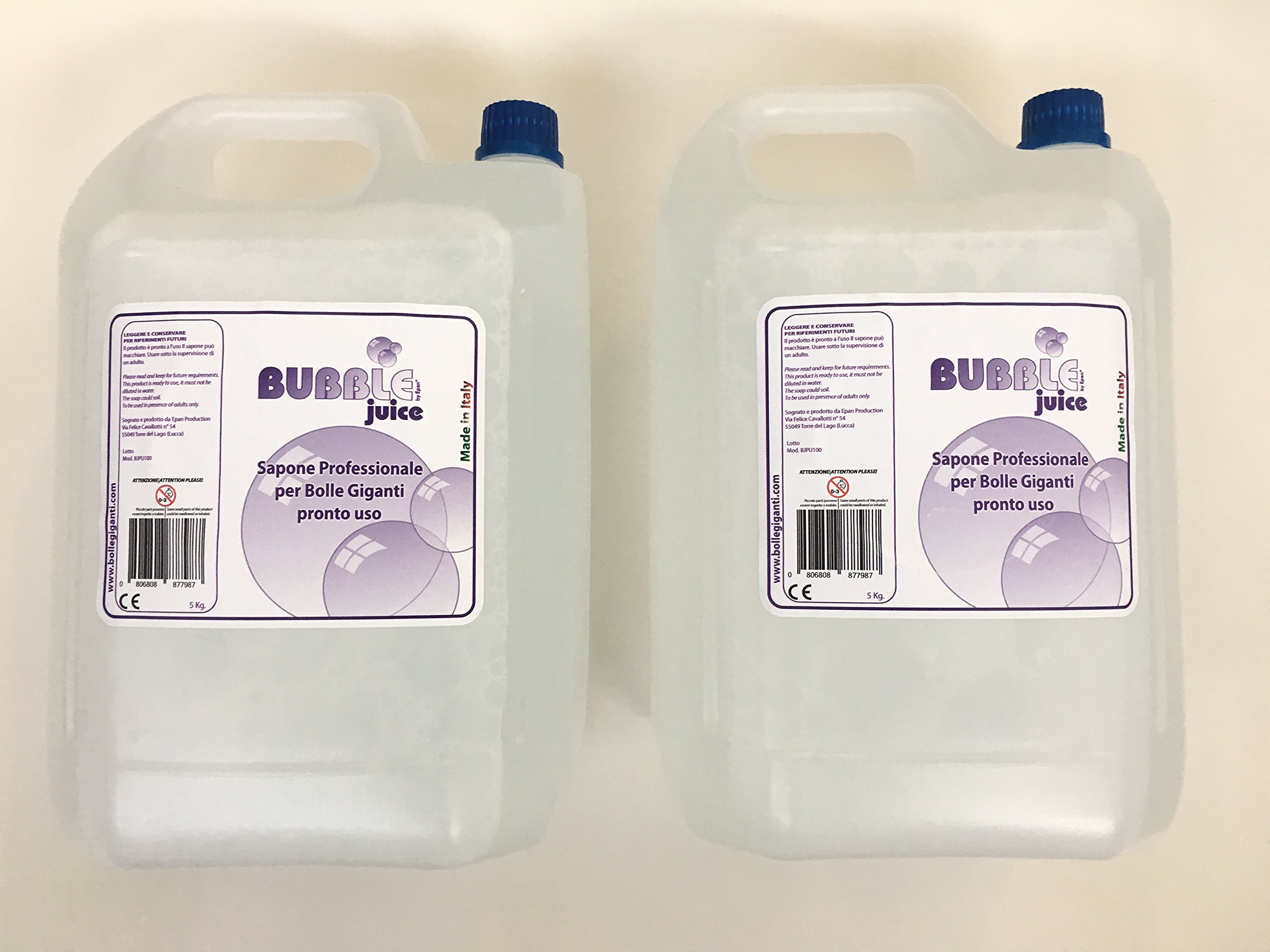 2 TANICHE da 5 LT di Sapone Liquido Pronto all'Uso Professionale Bubble Juice per Bolle di Sapone GIGANTI