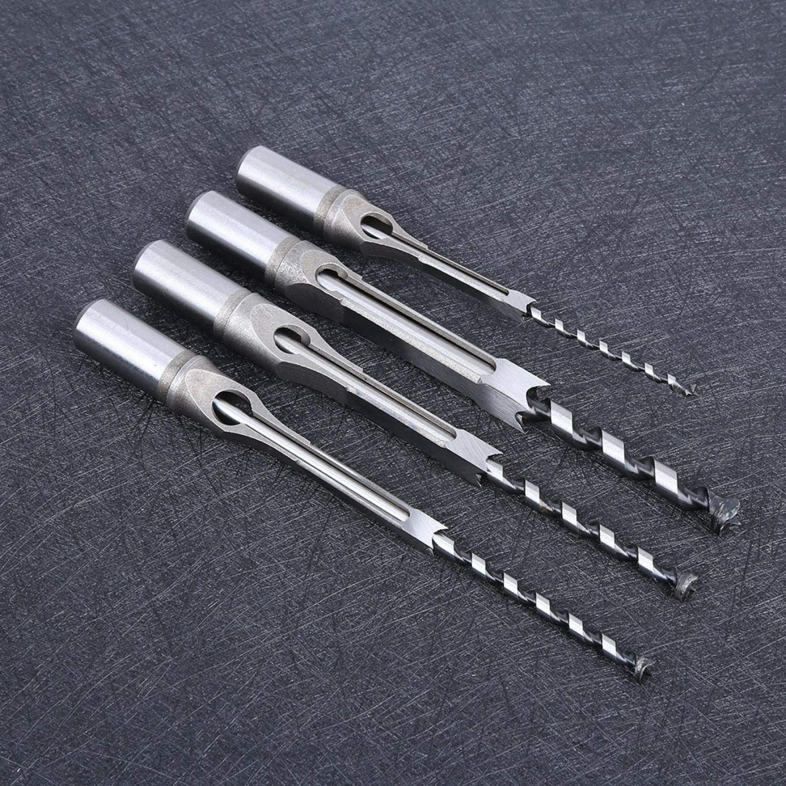 4 piezas de brocas de agujero cuadrado, 1/4 "5/16" 3/8 "1/2" rodamiento de acero para carpintería sierra de taladro juego de herramientas de broca de cincel para mortajar
