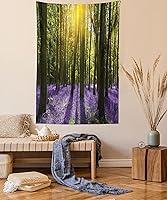 Vista 57 de Ambesonne Tapiz de naturaleza, silueta de oso salvaje en el bosque de la selva en la noche oscura, ilustración para colgar en la pared para Verde