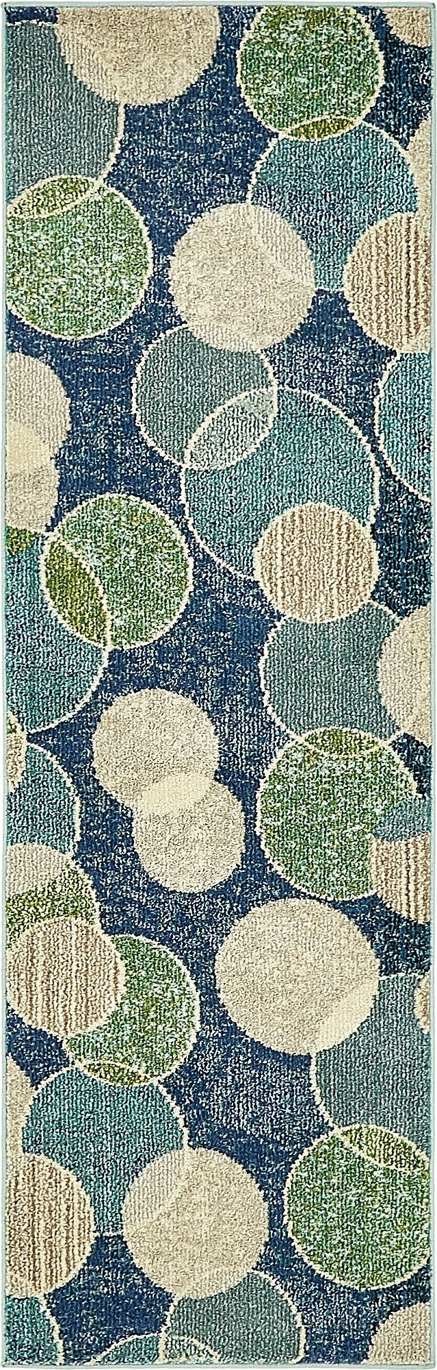 Unique Loom Chromatic Collection Modern Bokeh & Vibrant Abstract Area Rug for Any Home Décor, 2 ft 2 in x 6 ft 7 in Runner, Navy Blue/Beige