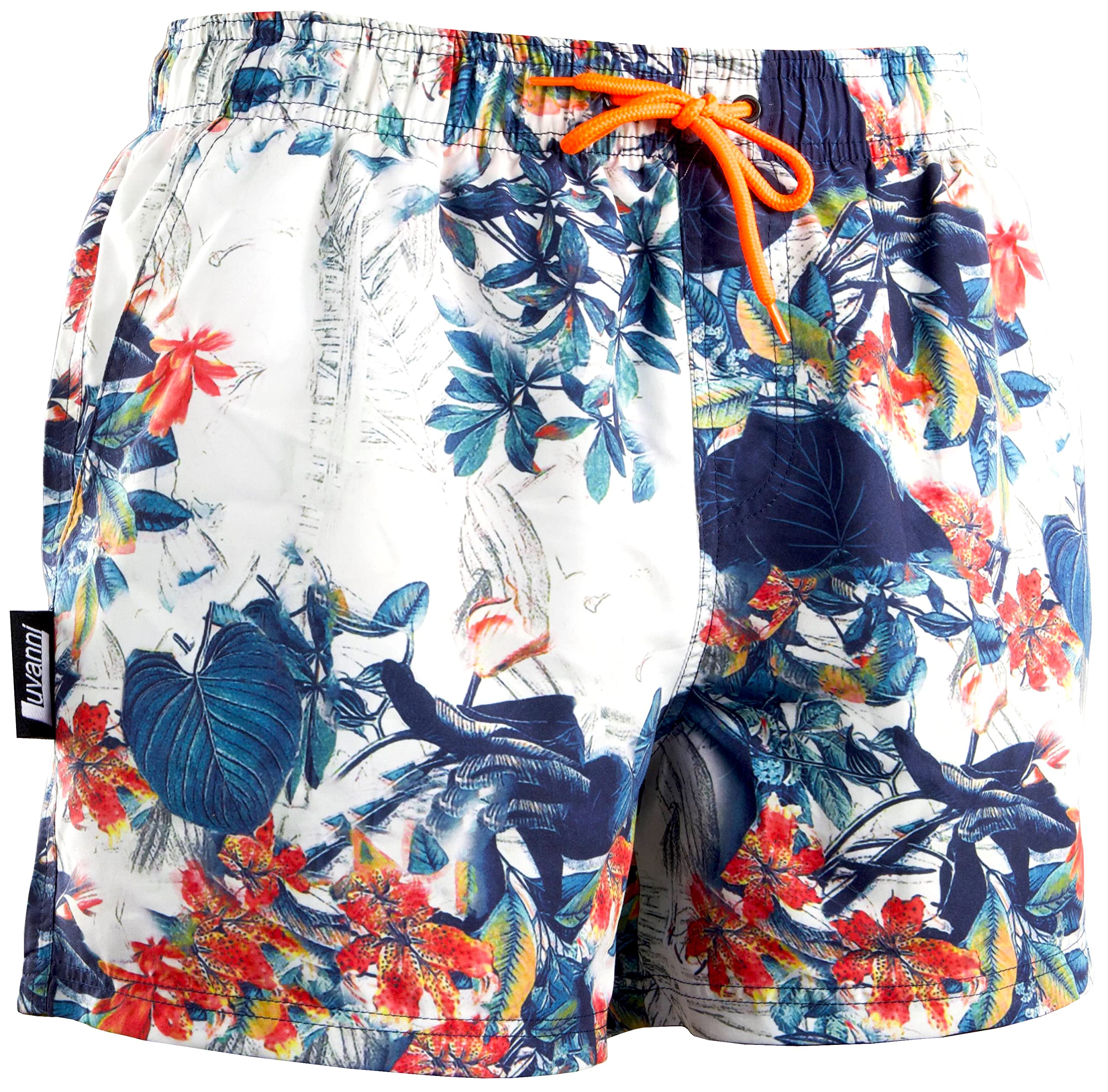 Swimming Trunks for Men, Quick-Drying Swimming Shorts 29v2 with Drawstring, Beach Shorts, Board Shorts, Swimming Trunks Men with Pattern, Leaves, Jungle Leaf, Flowers, Tropical, 5XL