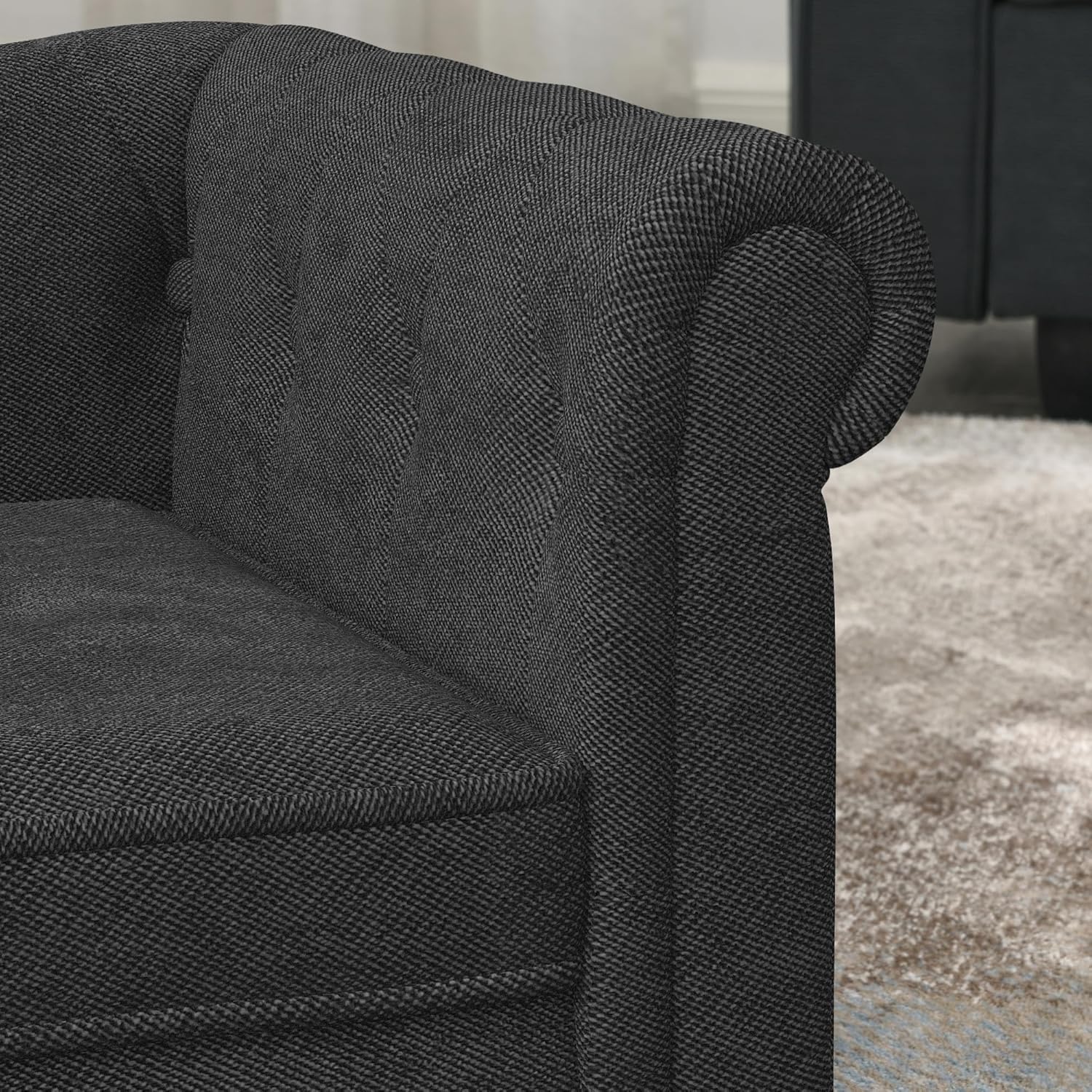 Elegant Dog Sofa Bed, Upholstered Pet Bed with Linen Fabric and Soft Cushion for Small or Medium Dog, Removeable Cover Cat Bed for Living Room, Bedroom (Black)