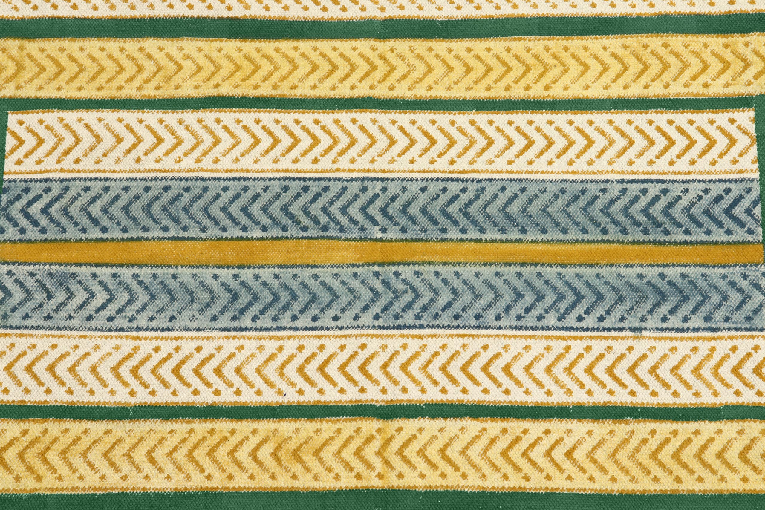Kelim-Teppich, Baumwolle, Dhurrie-Teppich, für drinnen und draußen, Flachgewebe, stark frequentiert, für Schlafzimmer, Esszimmer, Wohnzimmer, 25,4 x 35,6 cm, Gelb und Grün