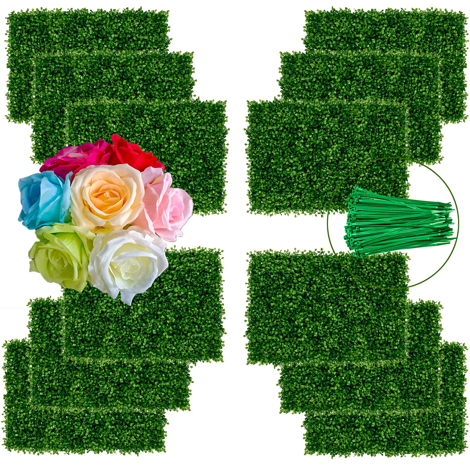 Buy ENOKER 12Pack 24"x16" Grass Wall Panels Boxwood Hedge Wall Panels