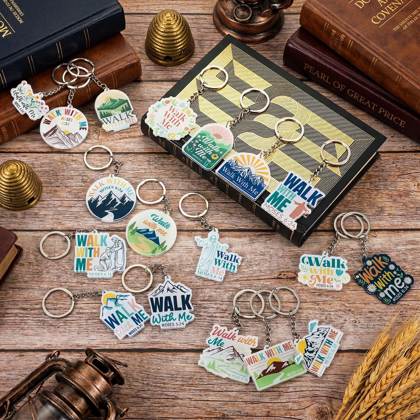 Kigeli 36 Pcs Walk with Me Acrylic Keychain Religious LDS Keychain Mormon Doctrine Keyring Gifts for Encouragement Women Men 2026 Lds Missionary Easter Gifts