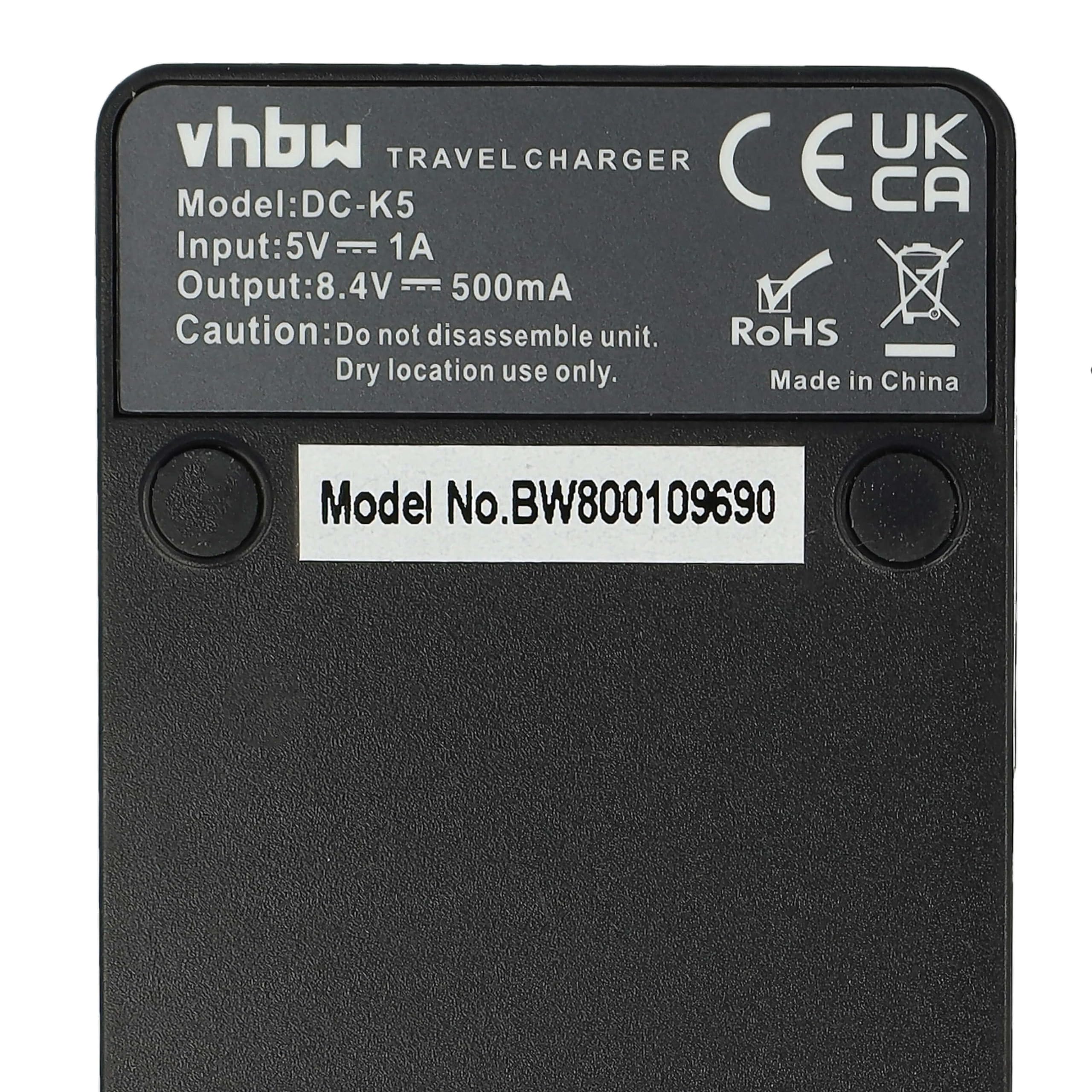 vhbw caricatore Micro-USB compatibile con Panasonic CGR-D53A, CGR-D53, CGR-D320, CGR-D28A/1B per camera + cavo Micro-USB + LED