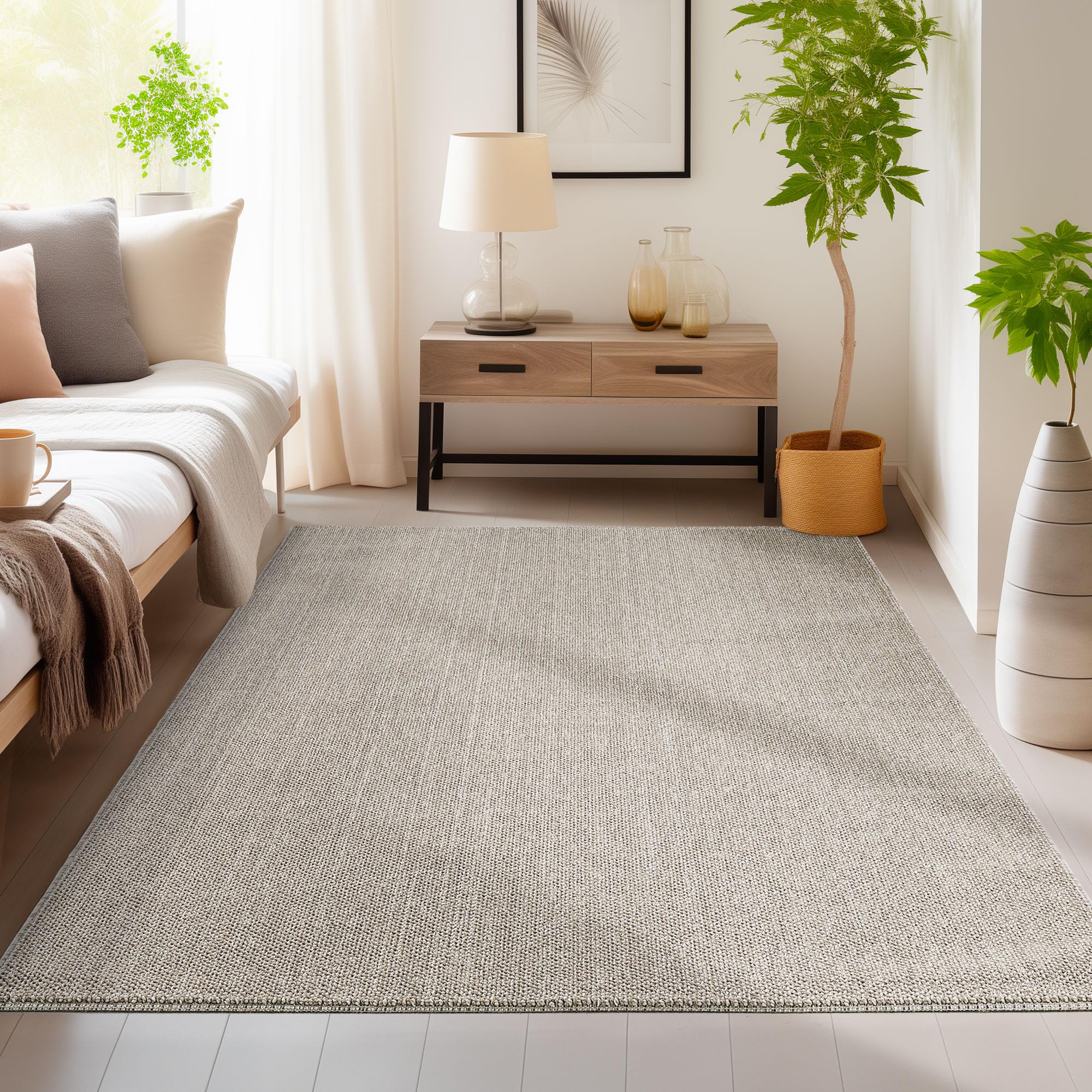 Homebyhome Moderner Wohnzimmer-Teppich Robuster, Einfarbiger Schlingenteppich mit Melierter Struktur Dekorativer Cut-Loop Teppich für EIN Stilvolles Ambiente