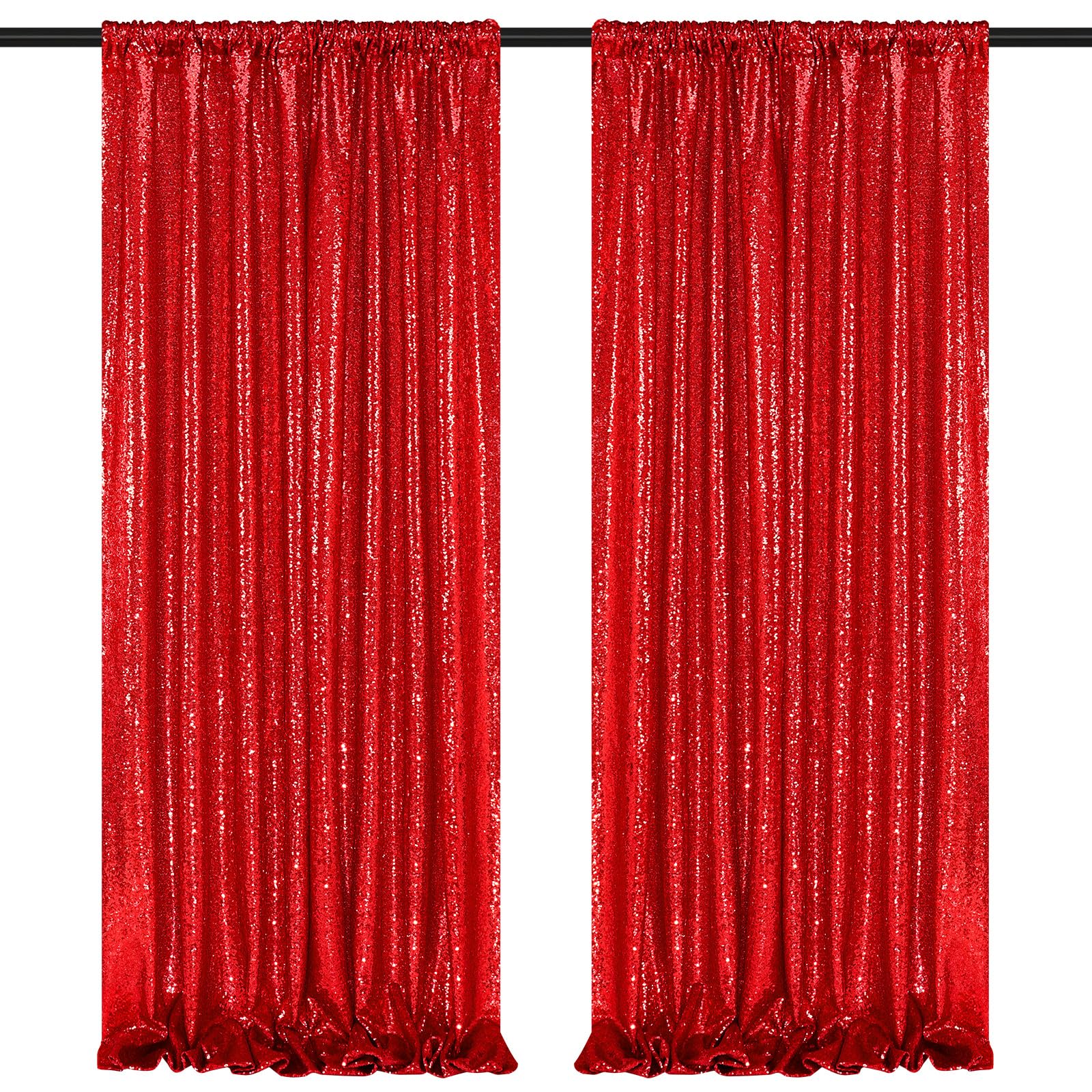 2 Pieces Gold Sequin Backdrop Curtain Panels Stage 2FTx8FT Party Wedding Background Drapes — view 40
