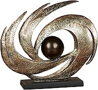 Touch of Class Earth's Motion Aged Gold Table Sculpture - Modern Abstract Resin Art Decor, Swirling Orb Design, 15"W x 12.5"H