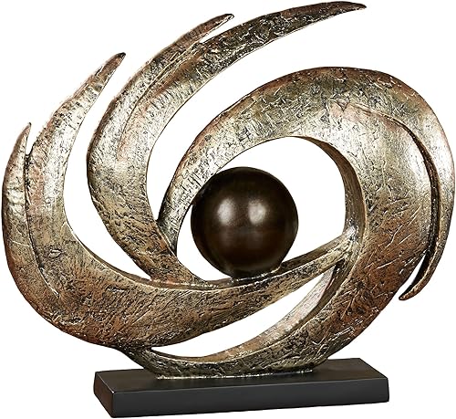Touch of Class Movimiento de Tierras Contemporáneas  Plata antigua  Escultura de mesa  Decoración artística abstracta moderna, diseño de remolino,