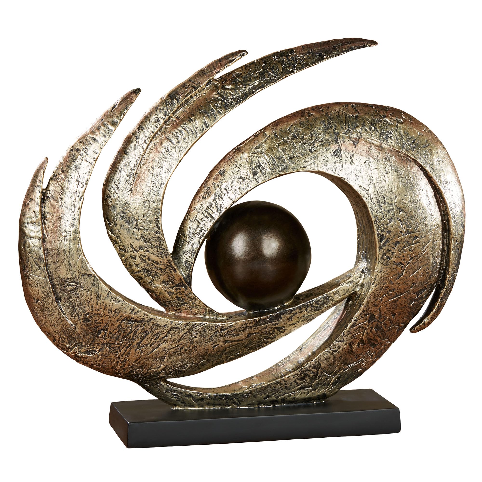 Touch of Class Contemporary Earths Motion - Aged Gold - Table Sculpture Art Decor - Modern Abstract Aesthetic, Swirling Design, Orb Center - Made of Resin, 12 Inches High, 15 Inches Wide