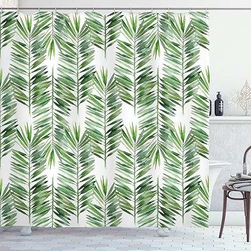 Miniatura 13 de Ambesonne Cortina de ducha amarilla, inspirada en pícnic, temática de los años 50, 60 y 70, estampado de lunares retro, juego de decoración de baño