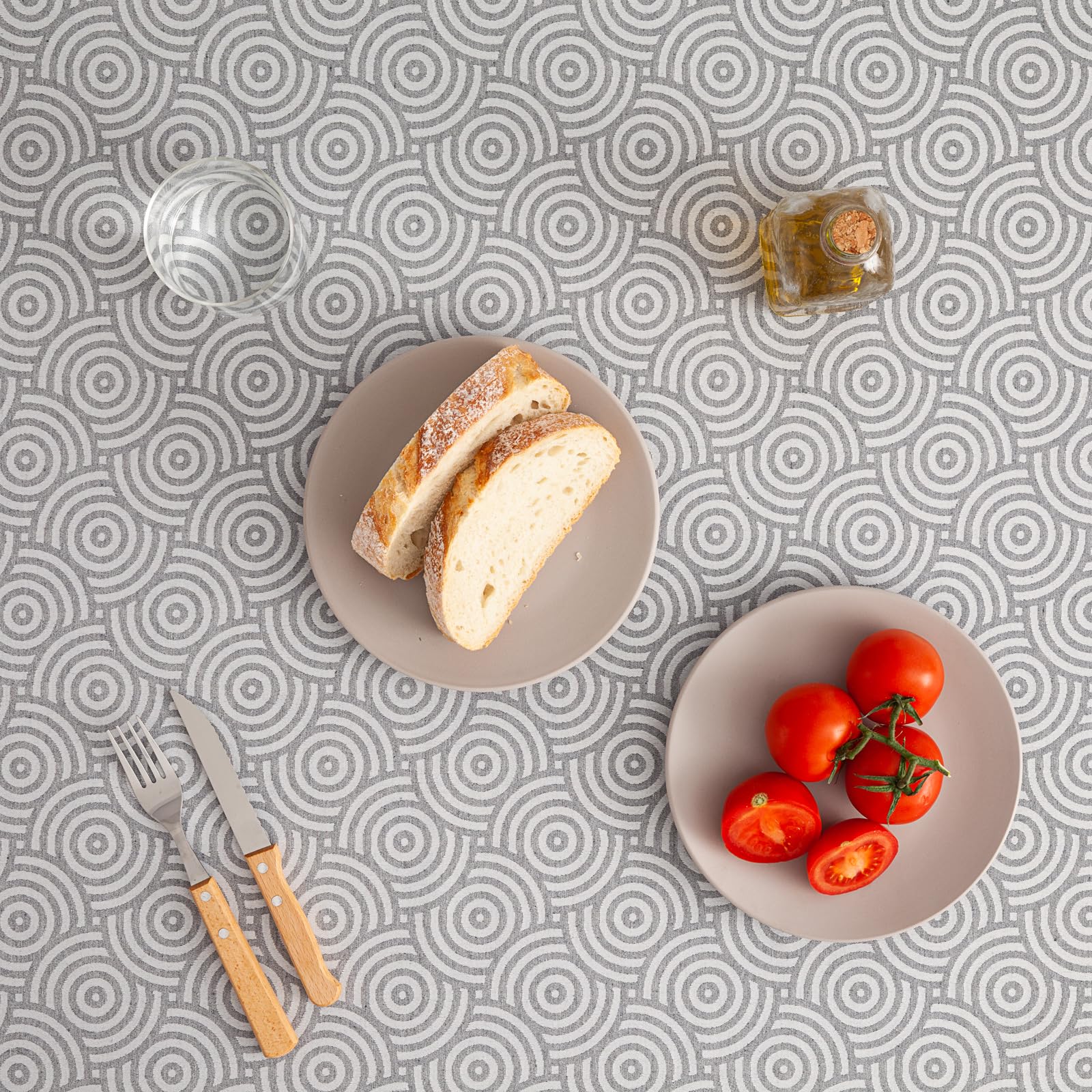 GAMUSI Anti-Stain Tablecloth Rectangular Jacquard Waterproof Table 140 x 300 cm, Fabric Touch, Grey - Ring - Image 4