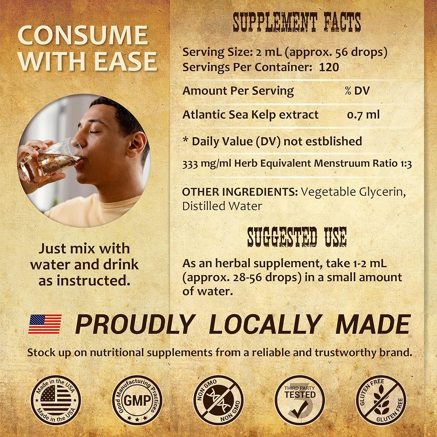 Iodine Drops – Natural Iodine Liquid from Sea Kelp – Thyroid Supplement for Energy, Digestion & Immune Support – Organic Non-GMO Formula – 4 fl oz - Image 6