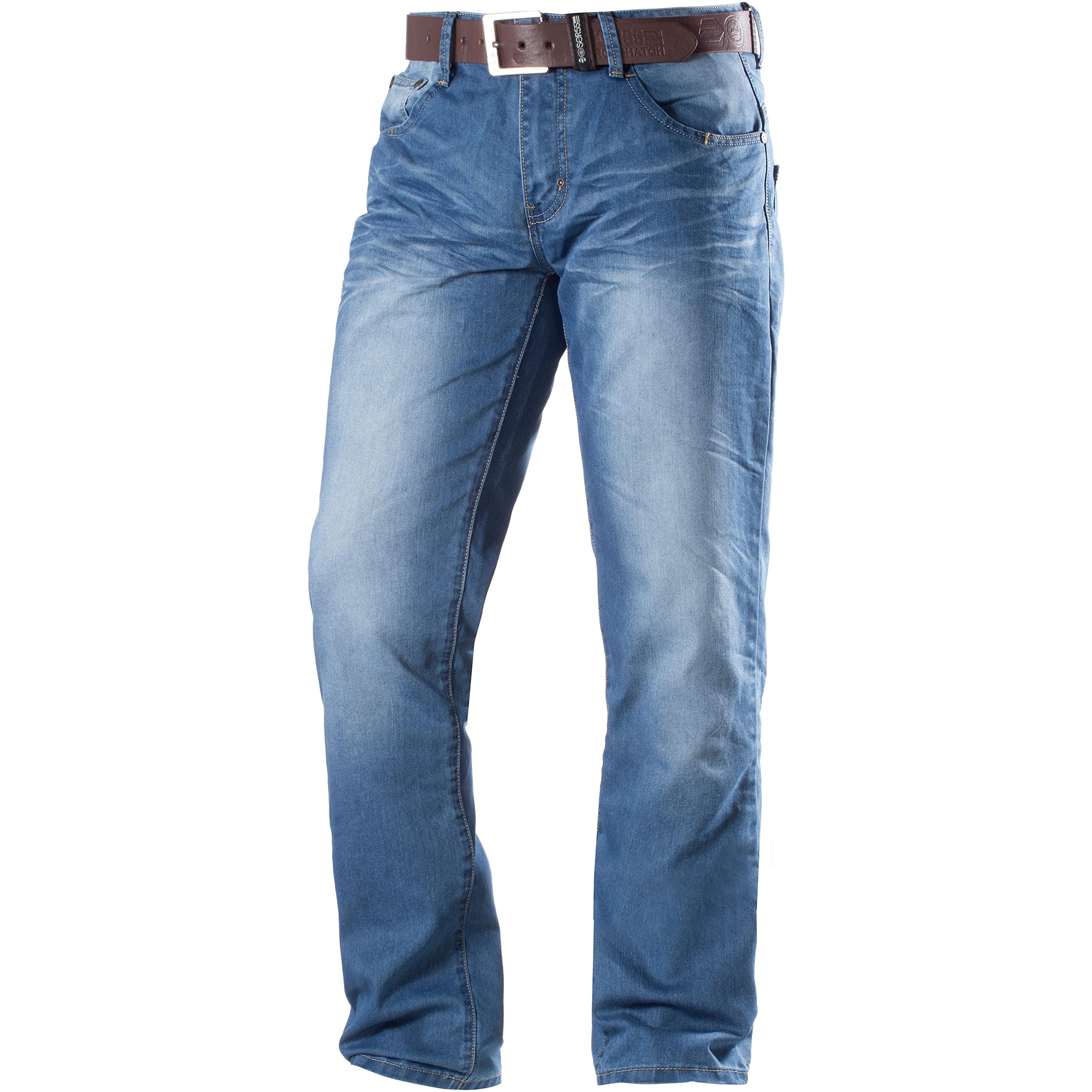 Crosshatch Men's New Farrow Straight Plain Straight Jeans, Blue (Blue Light Wash), W36/L34 (Manufacturer Size:W36)