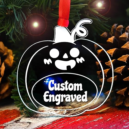 Miniatura 10 de LHS  Decoración de árbol de Navidad de Halloween, caja de regalo, incluye adorno de fantasma espeluznante 2023, acrílico blanco esmerilado