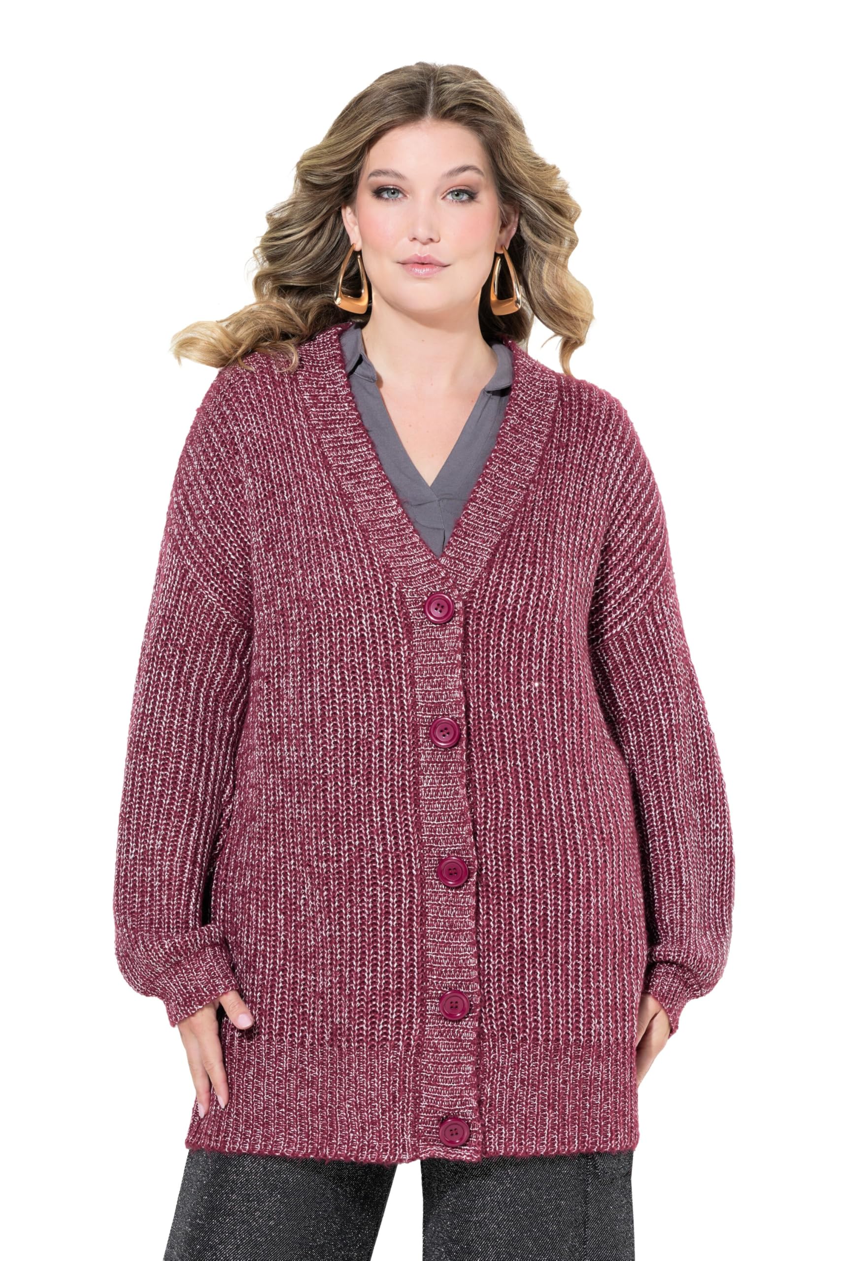 MIAMODA Damen große Größen Übergrößen Plus Size Strickjacke mit Glitzergarn, Loose Fit 836567