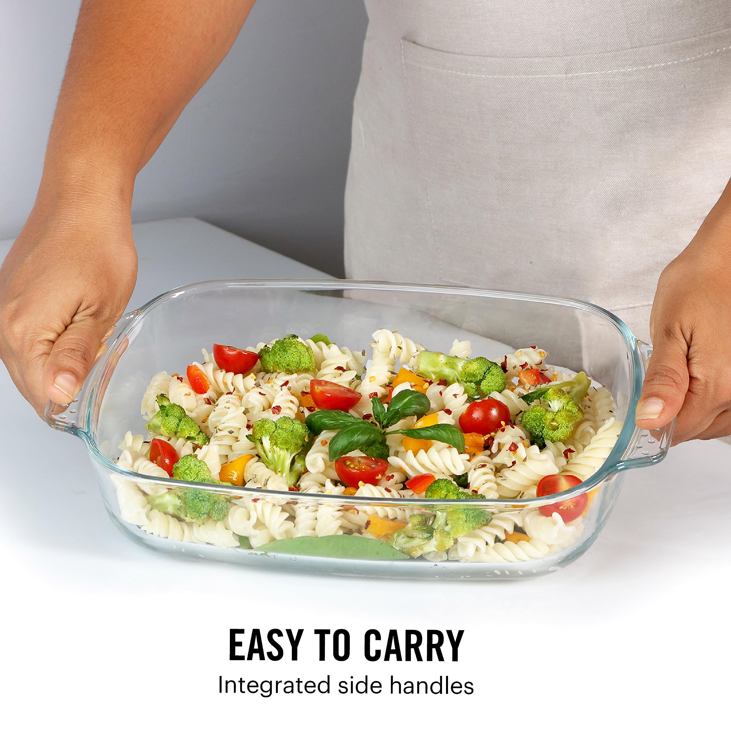 CELLO Giacinta Borosilicate Glass Baking Dish |Overware Glass Baking Set| Microwave Oven Safe Baking Dish| 2L, Transparent 3
