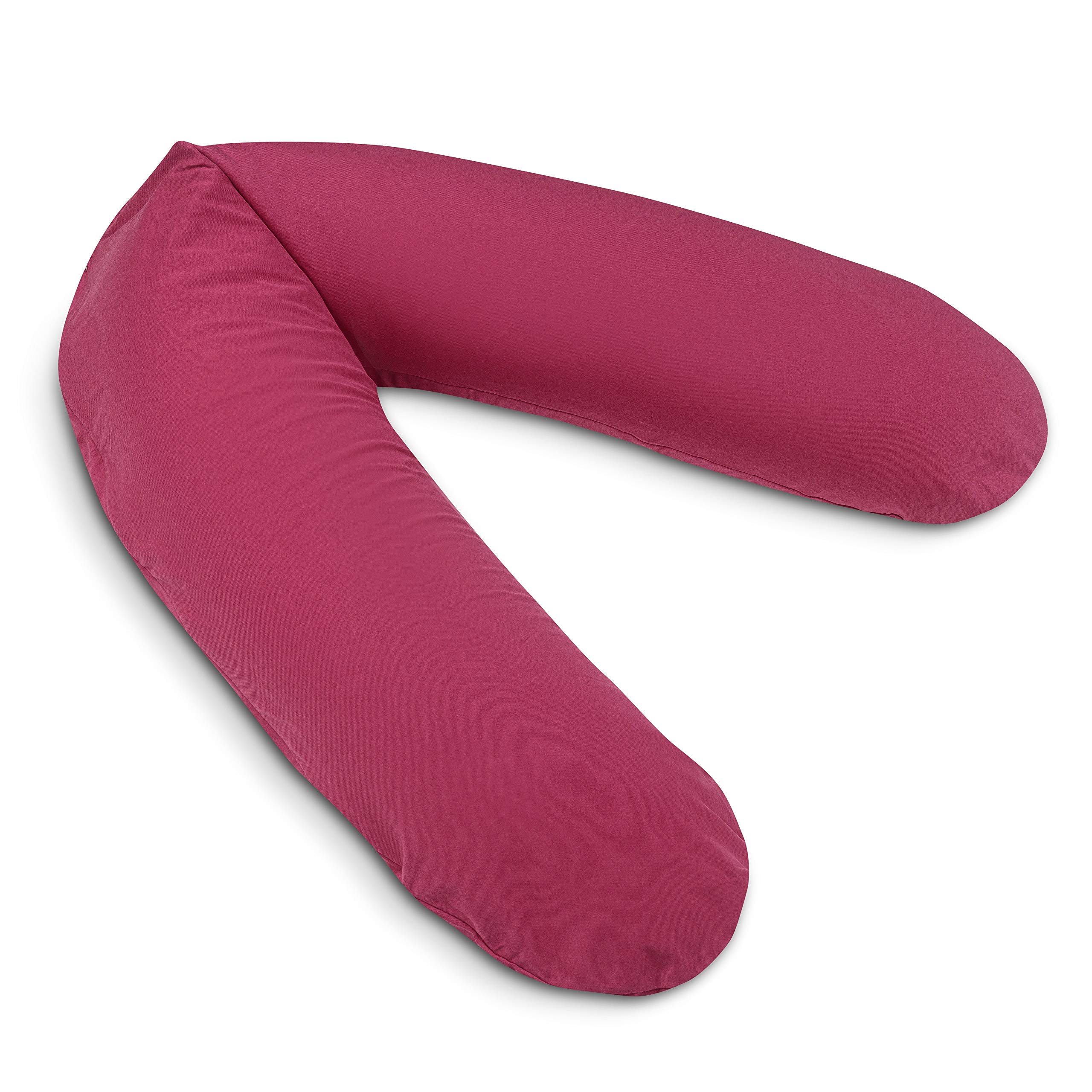 pic Bear Cojín de lactancia premium | 100% algodón suave de jersey | relleno de microperlas EPS especialmente suave | cojín de apoyo certificado TÜV (púrpura-rojo, 190 x 42 cm)