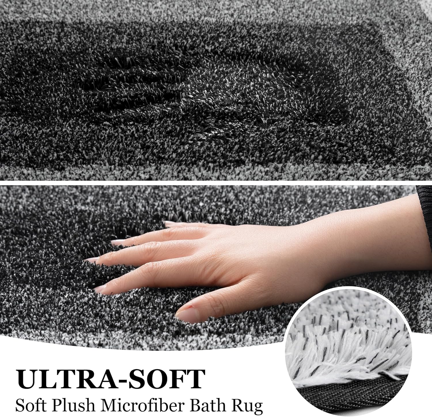 RORA Bathroom Rugs 20x30 Non-Slip Absorbent Bathroom Mat Super Soft Microfiber Bath Mat Washable Bath Rugs for Bathroom Floor, Shower, Kitchen, Home Decor (Dark Grey)