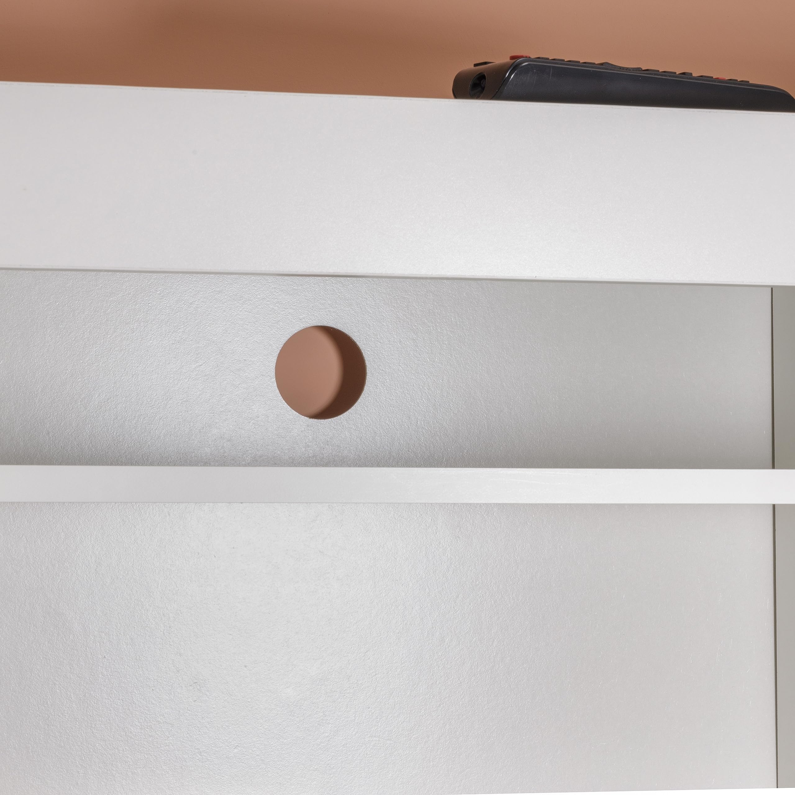 Baroni Home Mobile per Tv con 2 Sportelli 2 Ripiani, Foro per Passaggio Cavi in MDF, Consolle Porta TV per Camera da Letto, Salotto, Cucina, Bianco, 160x35x40 cm