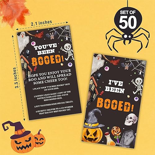Miniatura 2 de Tarjetas de juego de propagación de Halloween, You've Been Booed! I've Been Booed! 50 tarjetas de juego para propagación de alegría para compañeros
