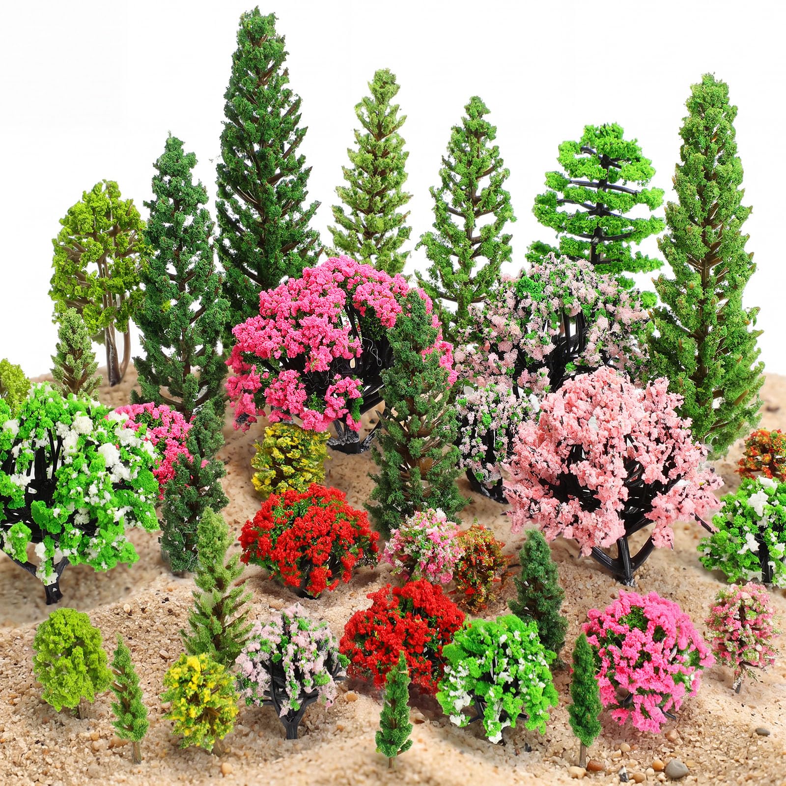 Skylety 35 Pcs Miniature Model Trees,Multicolor,Fairy Garden Tree