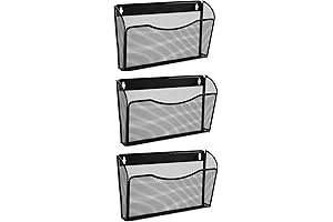 EASEPRES Mesh 3 Pockets Hanging File Organizer Vertical Wall File Holder Rack