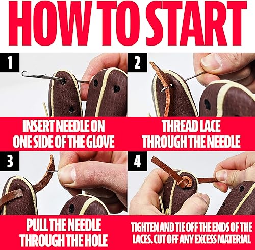 Miniatura 5 de Franklin Sports MLB DR. - Kit de cordones para guantes de lujo, cuero, amarillo