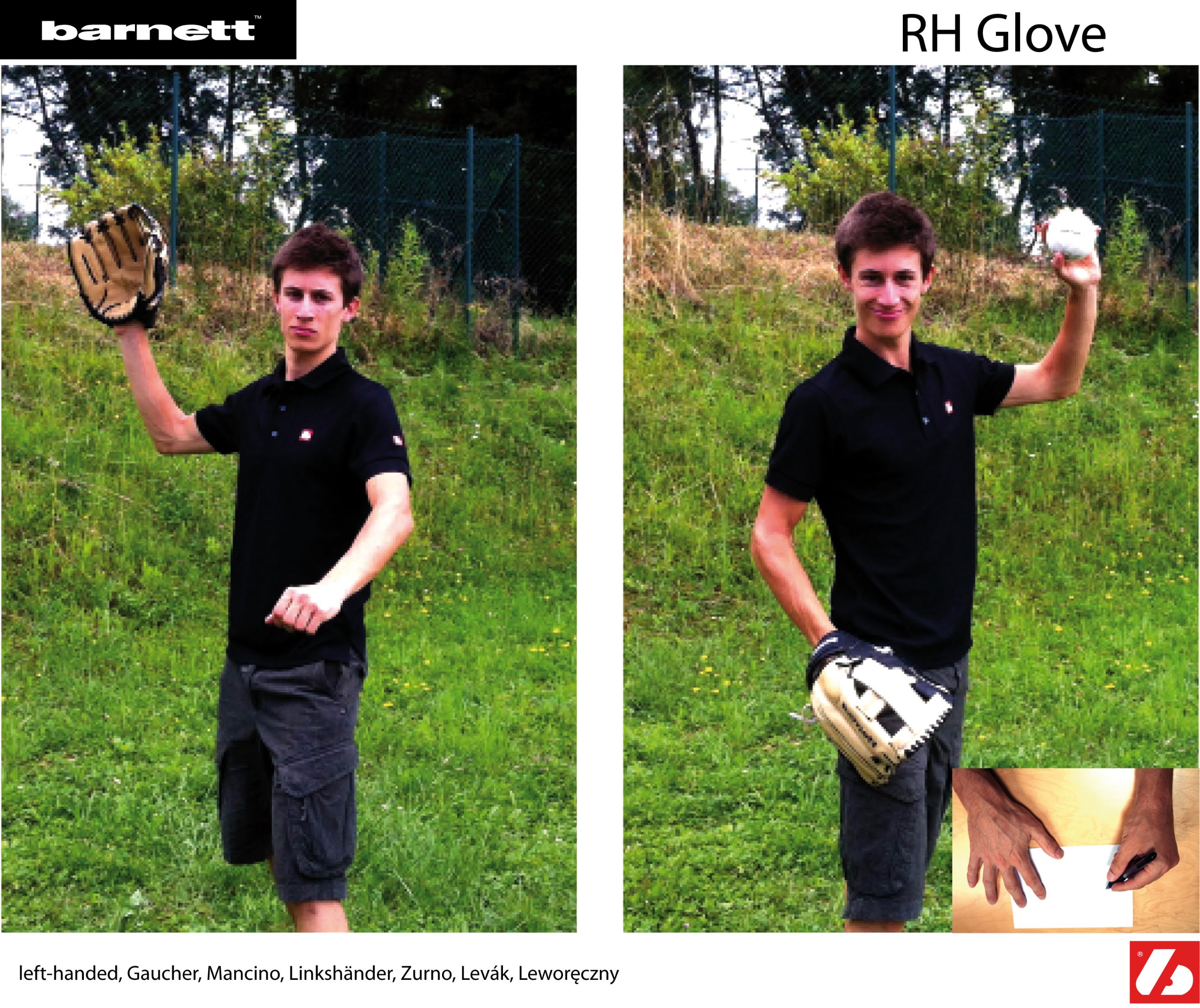 BARNETT JL-110 Infield - Guanto da baseball in poliuretano, misura 28 cm, colore: nero