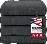 American Veteran Bath Towels, 4 Piece Thick Soft Absorbent Large Bath Towel, 100% Turkish Cotton Luxury Quick Drying Bath Towels for Body, 600 GSM 4 Bath Towels Set of Bathroom, Aqua Blue