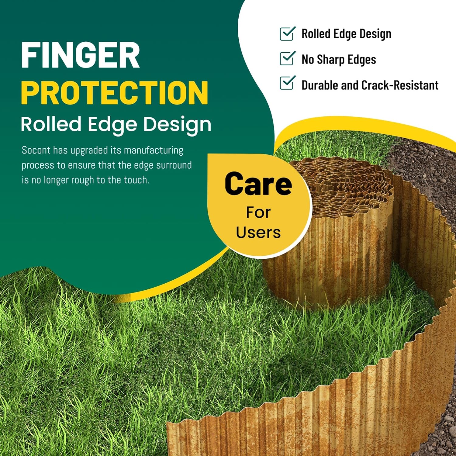 Corrugated Metal Garden Edging, 6"×40Ft Durable Landscape Border for Garden, Lawn, Flower Beds and Paver Edging (Rusty)