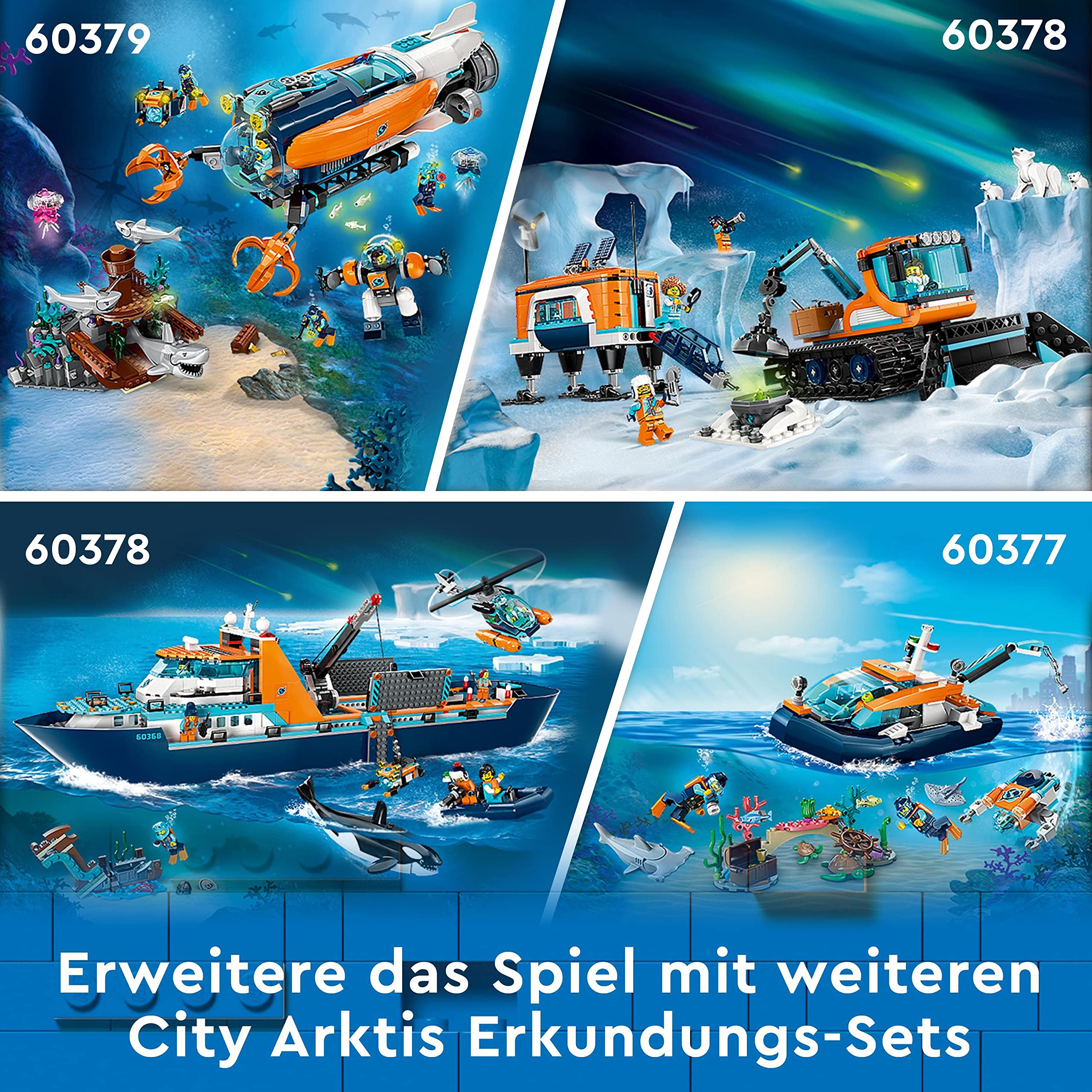 LEGO 60379 City Forscher-U-Boot Spielzeug, Unterwasser-Set mit Drohne, Mech, Minifiguren von Tauchern und Tierfiguren, Geschenk zum Geburtstag für Kinder, Jungen und Mädchen | Unterwasser-Set, Mit Drohne, Mit Mech, Minifiguren von Tauchern, Tierfiguren
