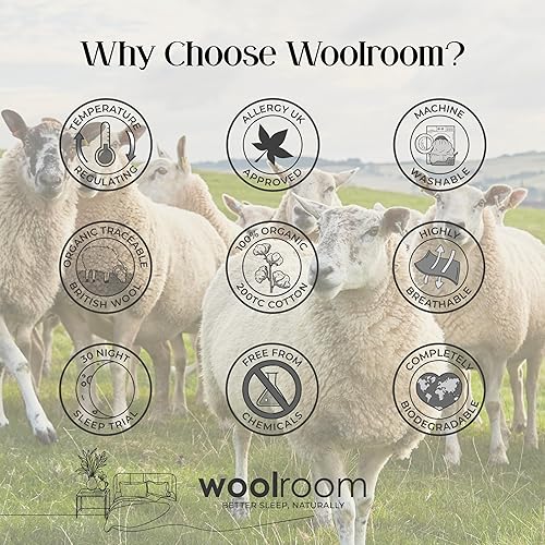 Miniatura 6 de WOOLROOM Deluxe Edredón Lavable a Máquina, Edredón de Lana Británica de Peso Medio Tamaño Queen para Todas las Estaciones - 100% Natural